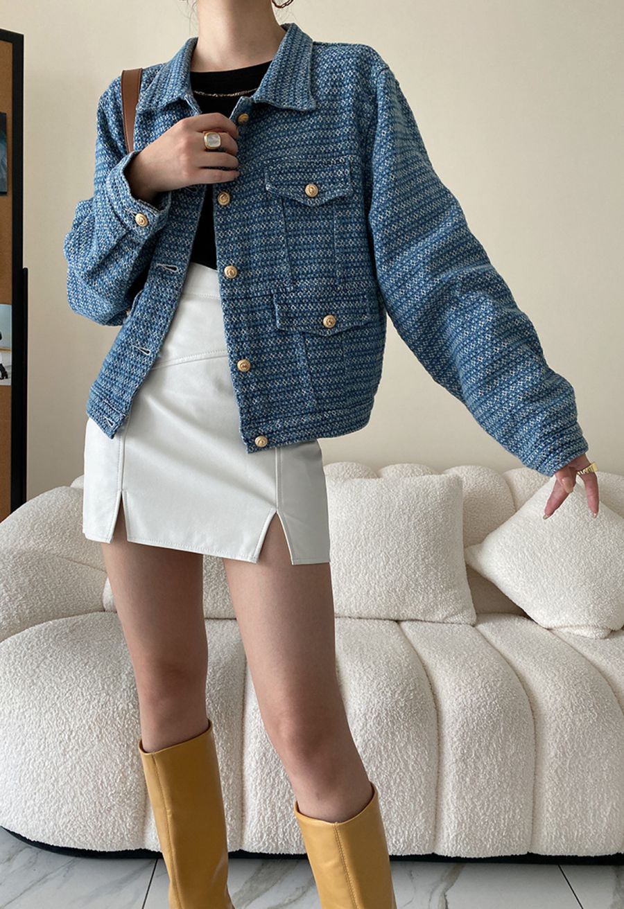 Fake Flap Pockets Buttoned Denim Jacket