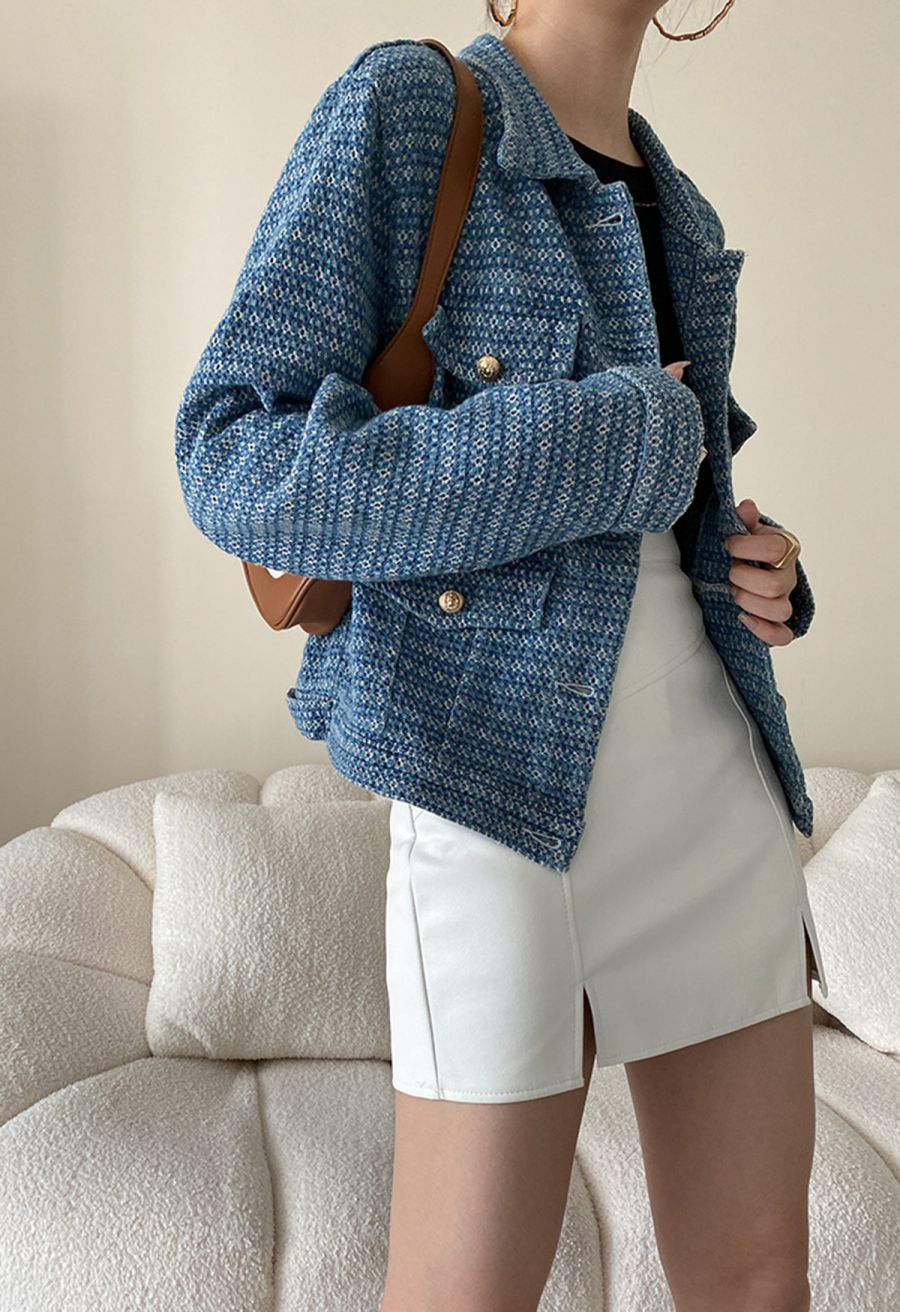 Fake Flap Pockets Buttoned Denim Jacket