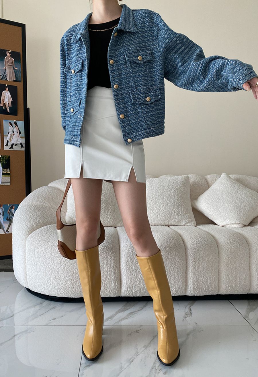 Fake Flap Pockets Buttoned Denim Jacket
