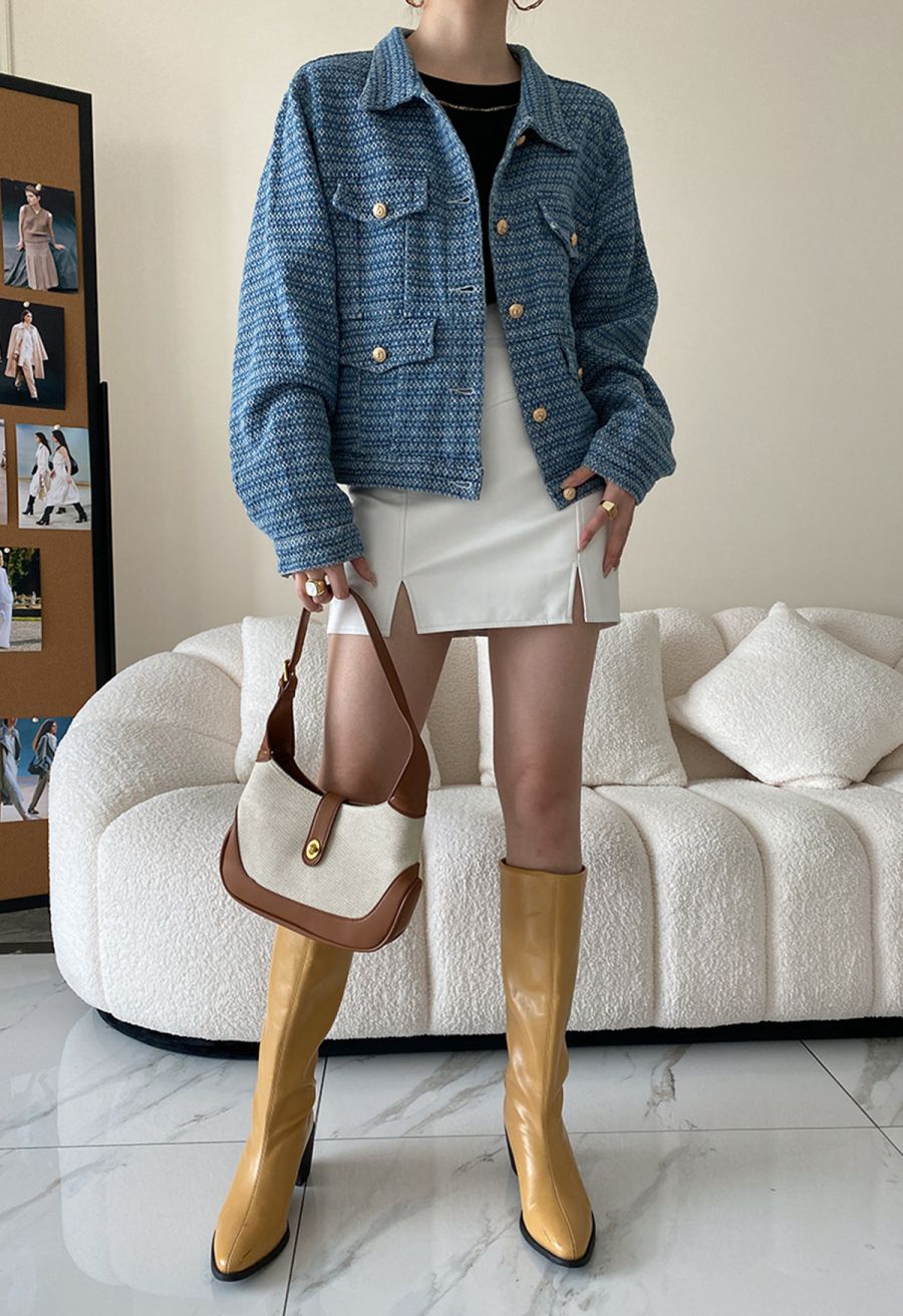 Fake Flap Pockets Buttoned Denim Jacket