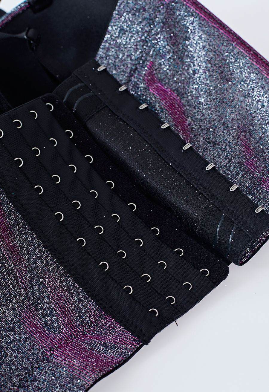 Dazzling Shiny Bustier Crop Top in Purple