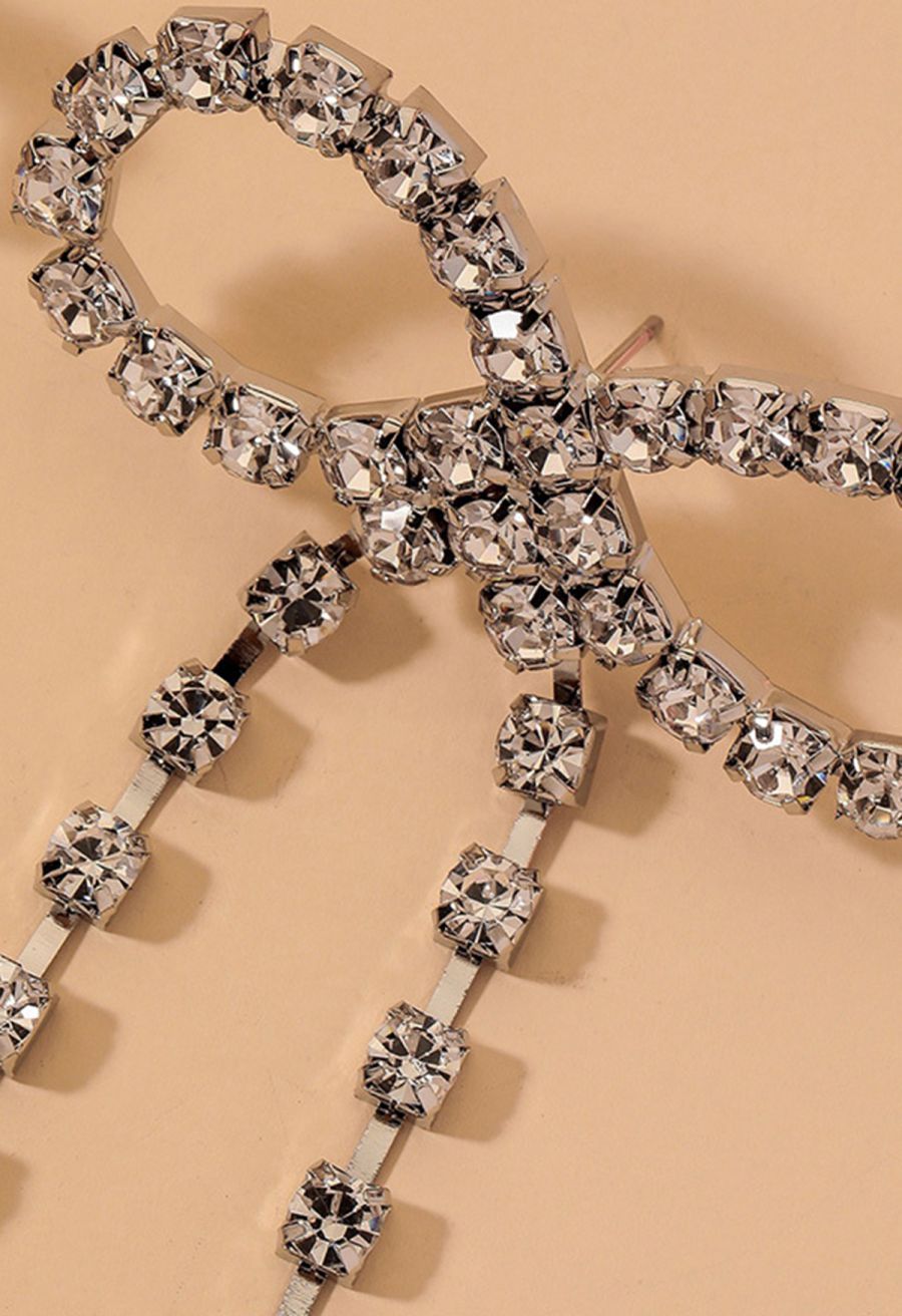 Full Diamond Bowknot Drop Earrings