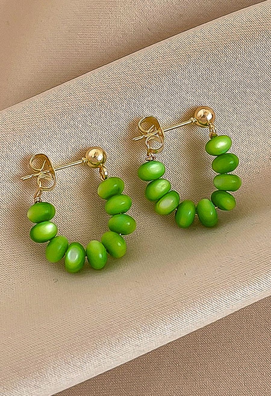 U-Shape Beaded Resin Earrings