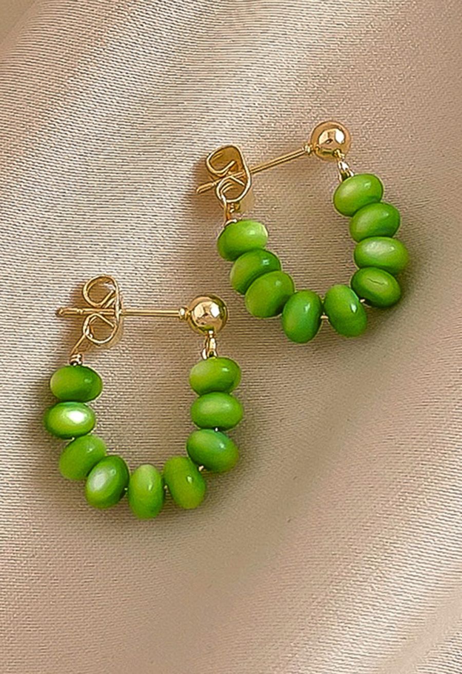 U-Shape Beaded Resin Earrings