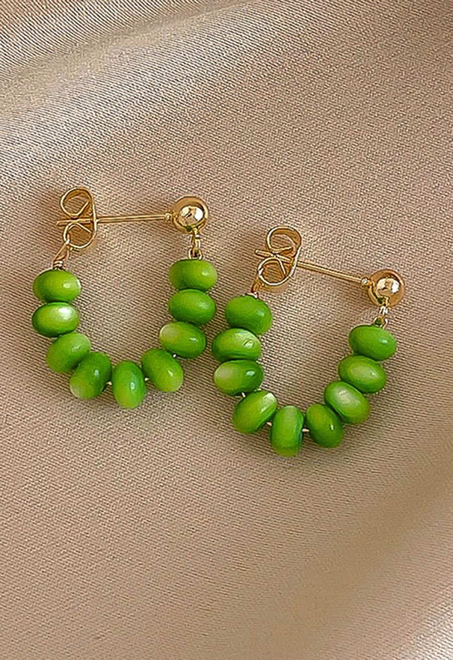 U-Shape Beaded Resin Earrings