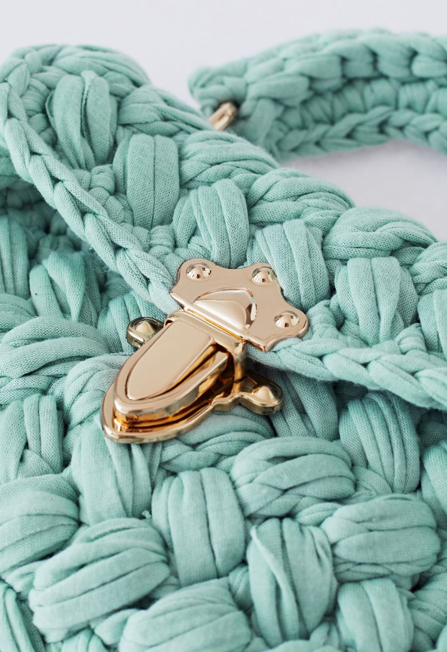Braided Chunky Knit Mini Bag in Mint