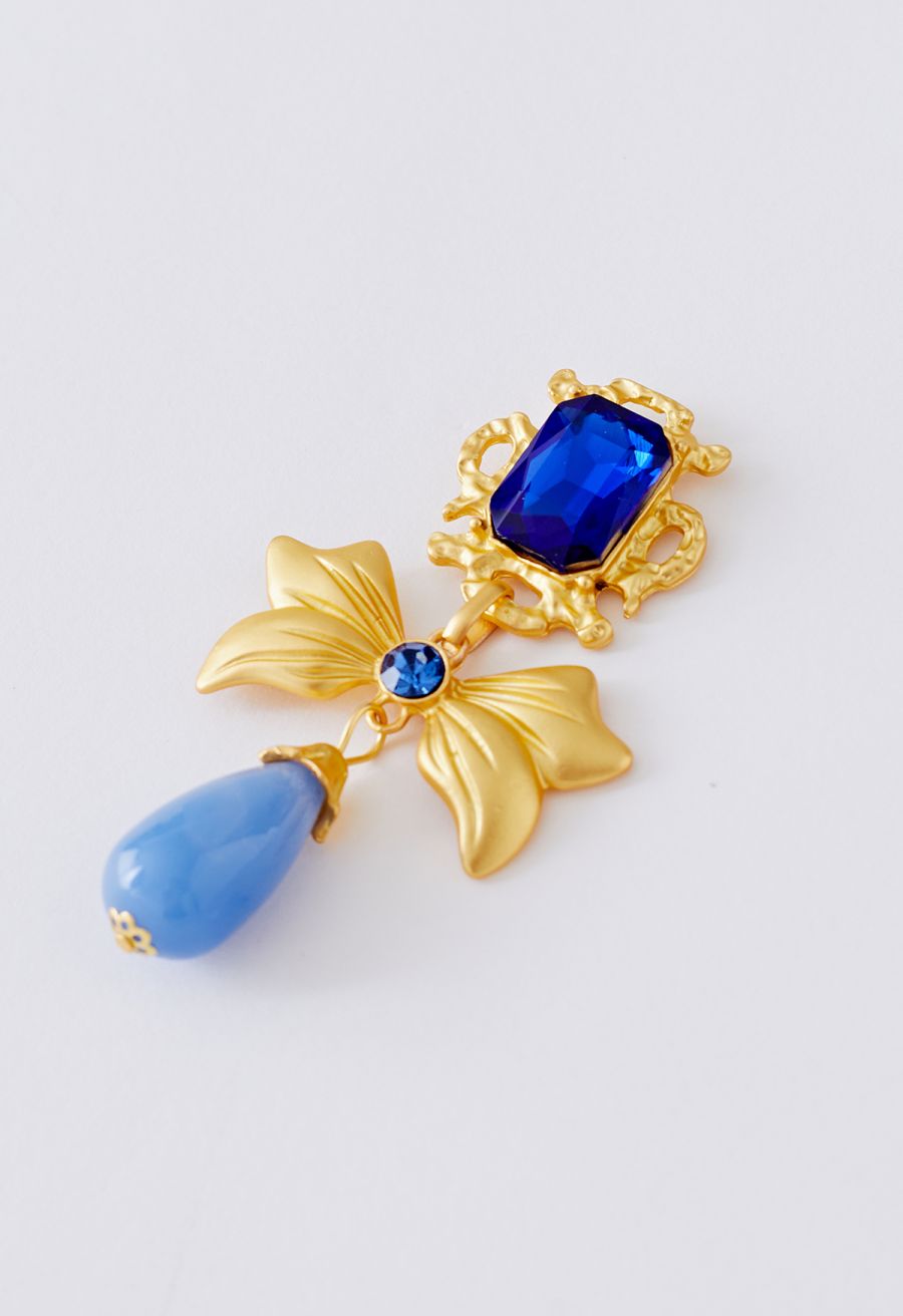 Golden Bowknot Colored Glaze Earrings