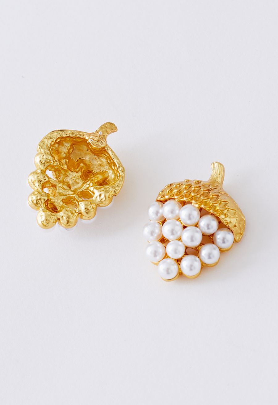 Pearly Gold Strawberry Earrings