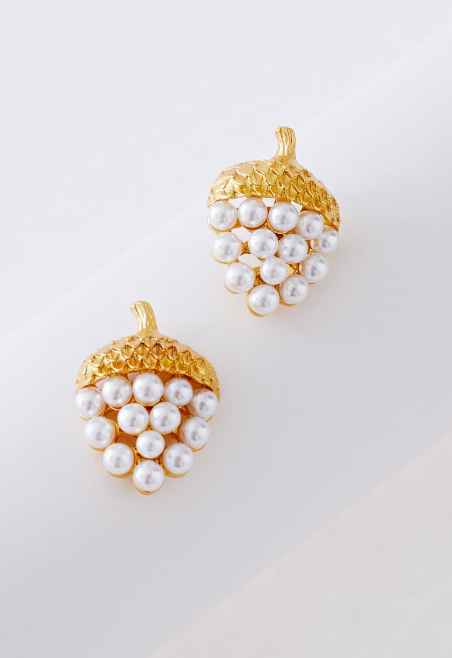 Pearly Gold Strawberry Earrings