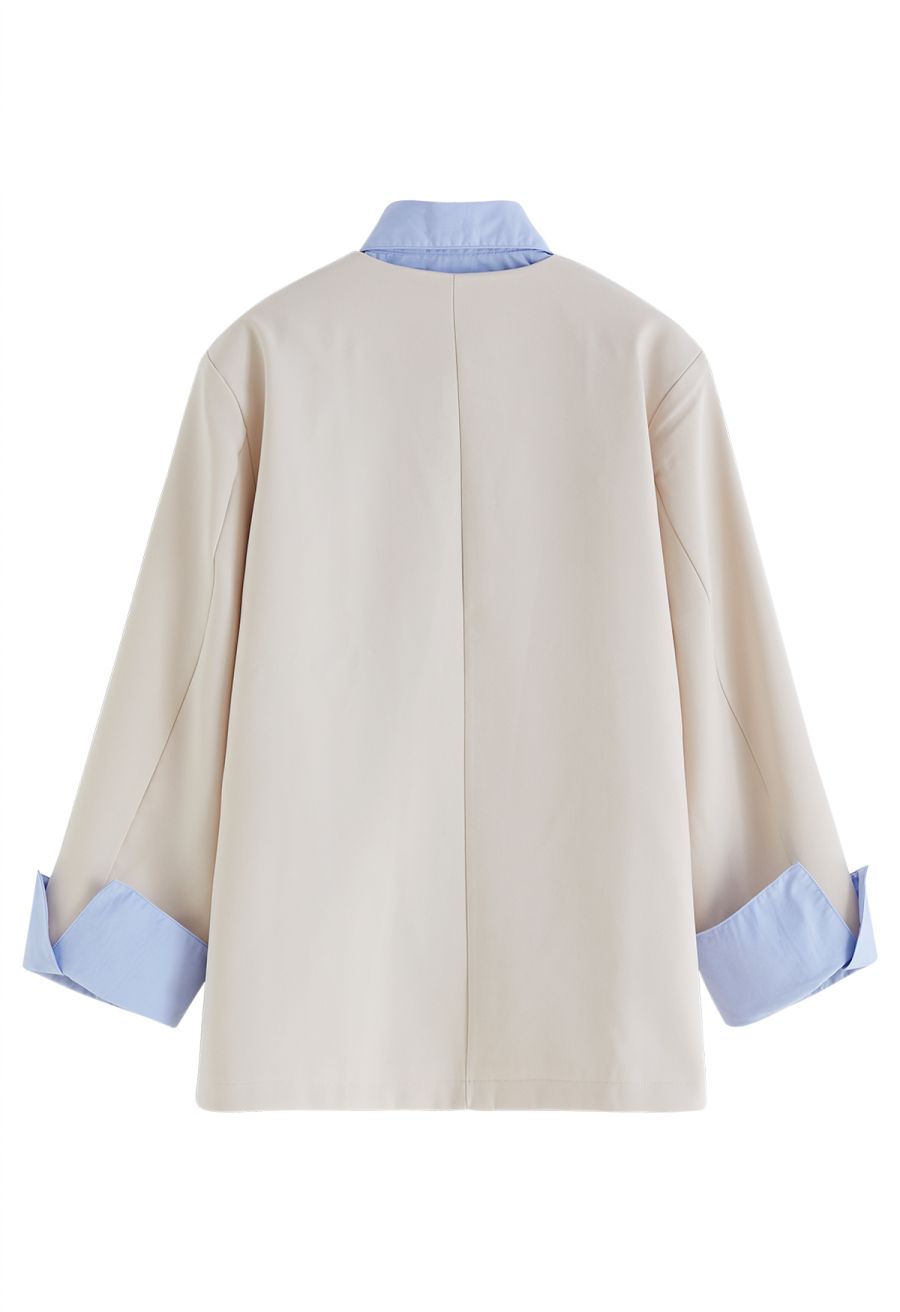 Contrast Fake Two-Piece Blazer in Ivory