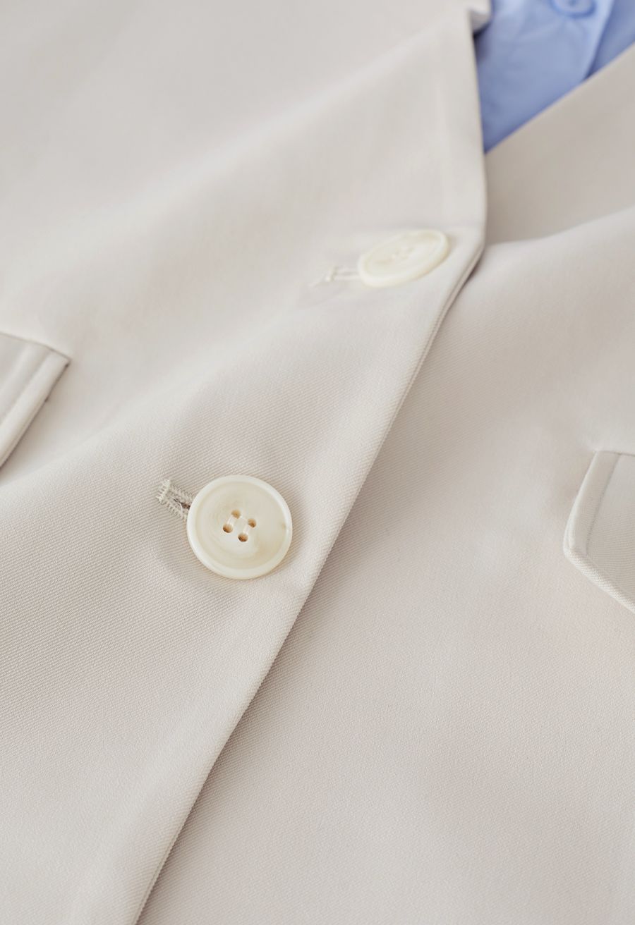 Contrast Fake Two-Piece Blazer in Ivory