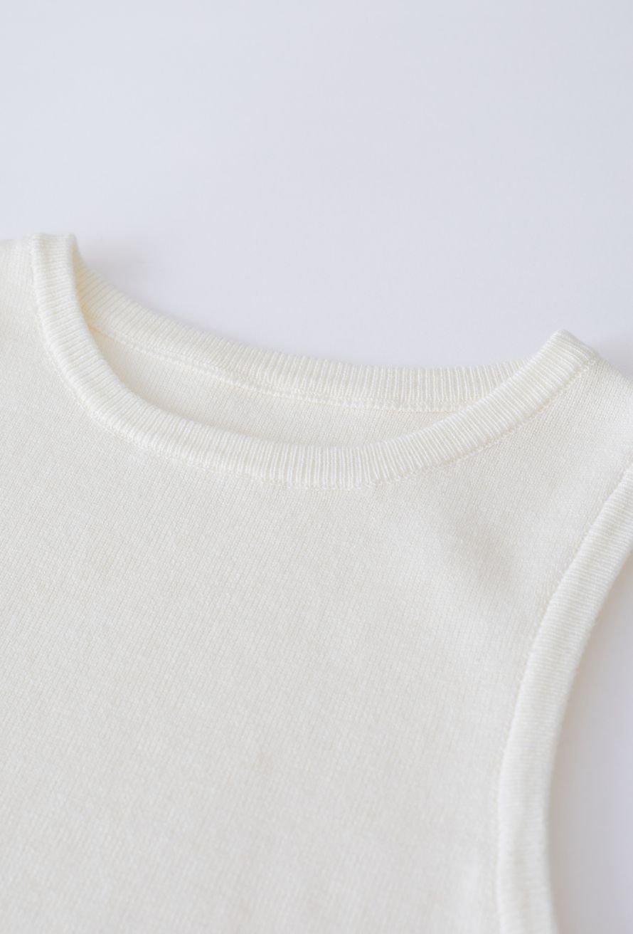Lithesome Comfort Knit Tank Top in Ivory