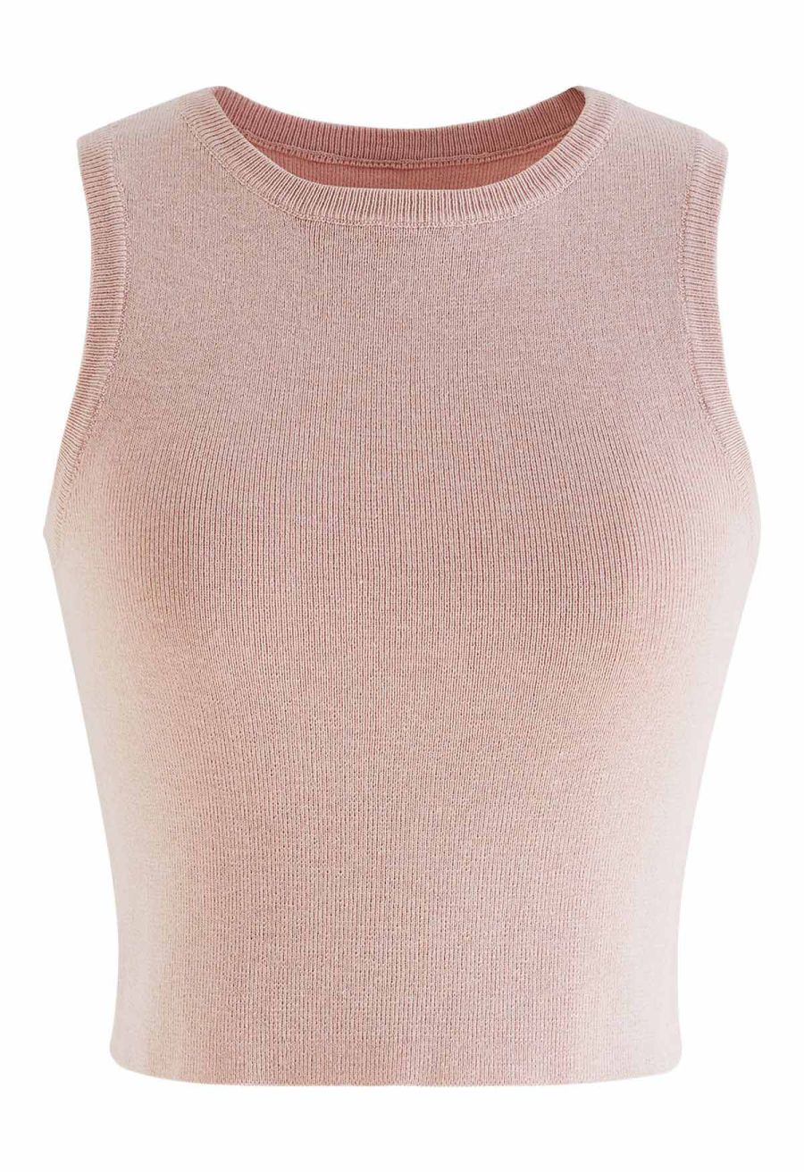 Lithesome Comfort Knit Tank Top in Pink