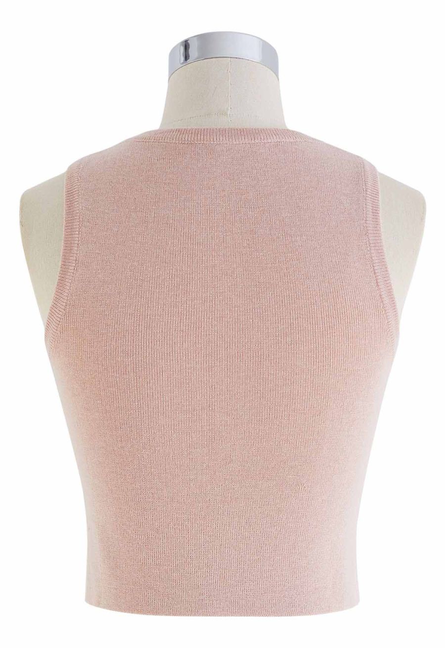 Lithesome Comfort Knit Tank Top in Pink