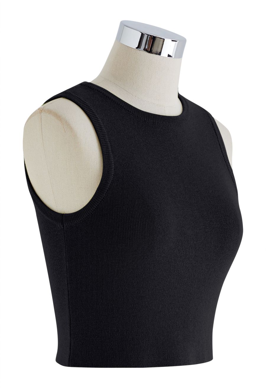 Lithesome Comfort Knit Tank Top in Black
