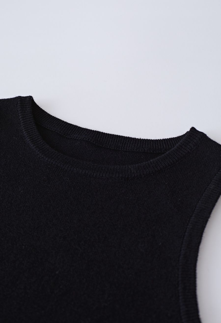 Lithesome Comfort Knit Tank Top in Black