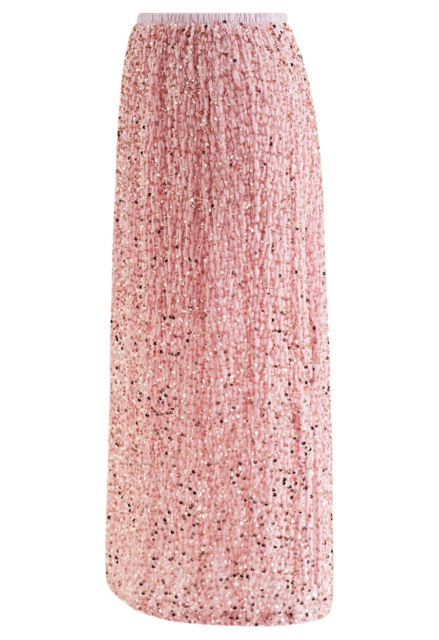 Flattering Sequins Velvet Slit Pencil Skirt