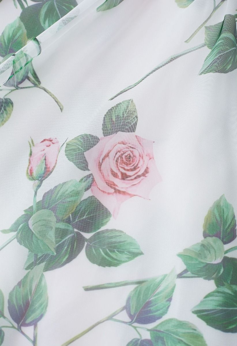 Timeless Rose Mesh Tulle Midi Skirt