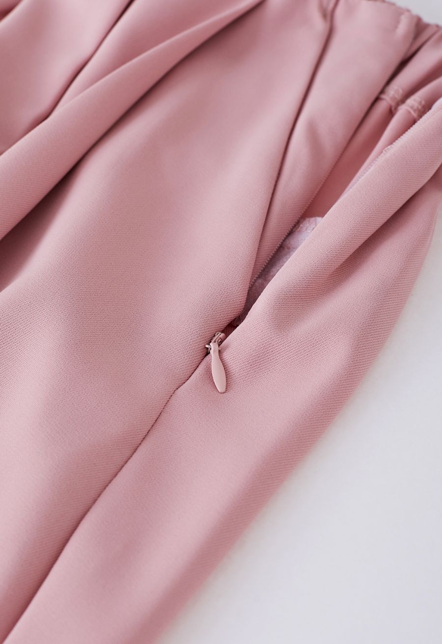 Fanciful Pleats Wide-Leg Pants in Pink