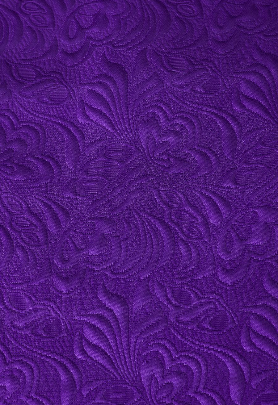 Noble Embossed Floral Jacquard Midi Skirt in Purple