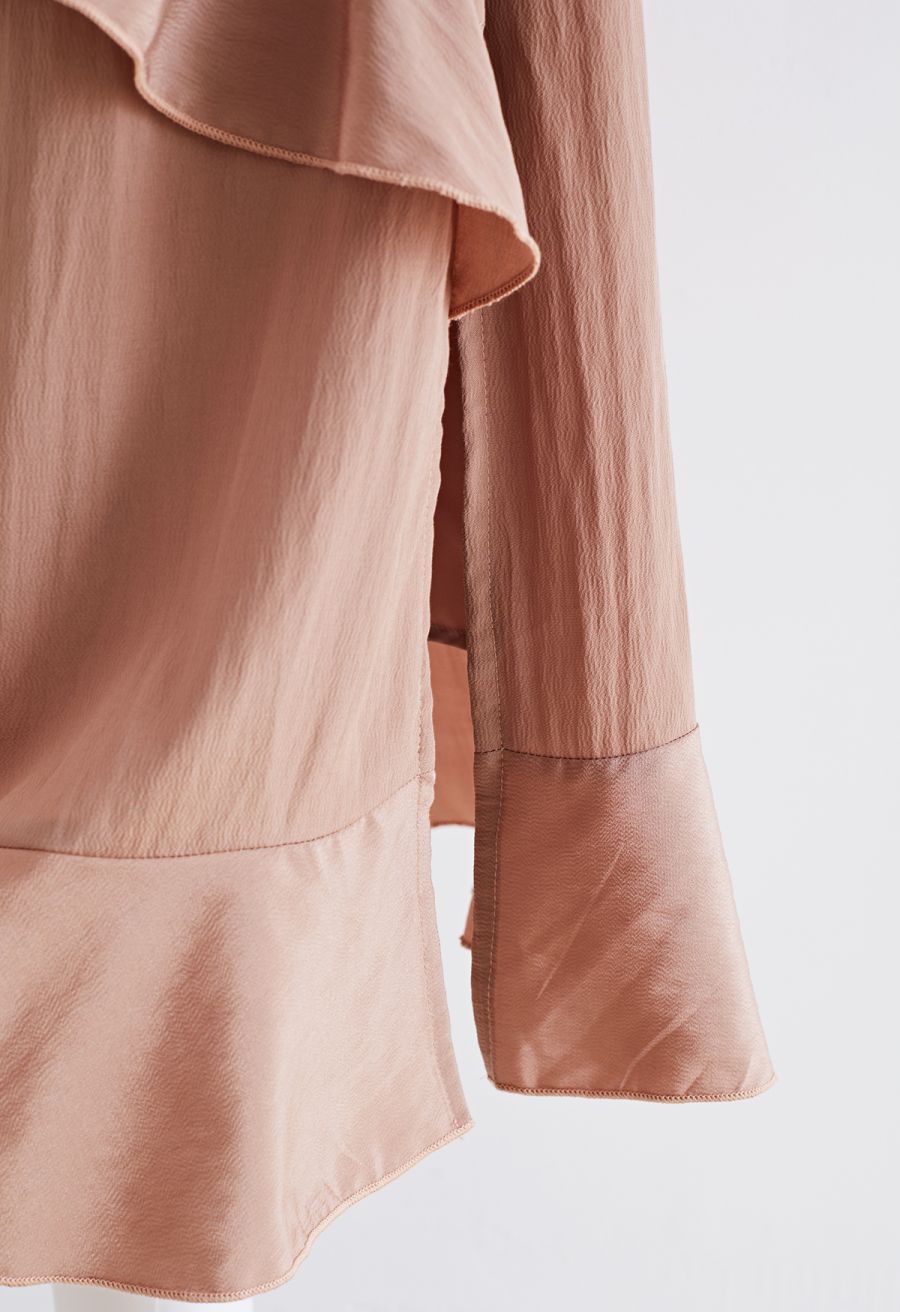 Side Slit Tiered Ruffle Cami Dress in Pink