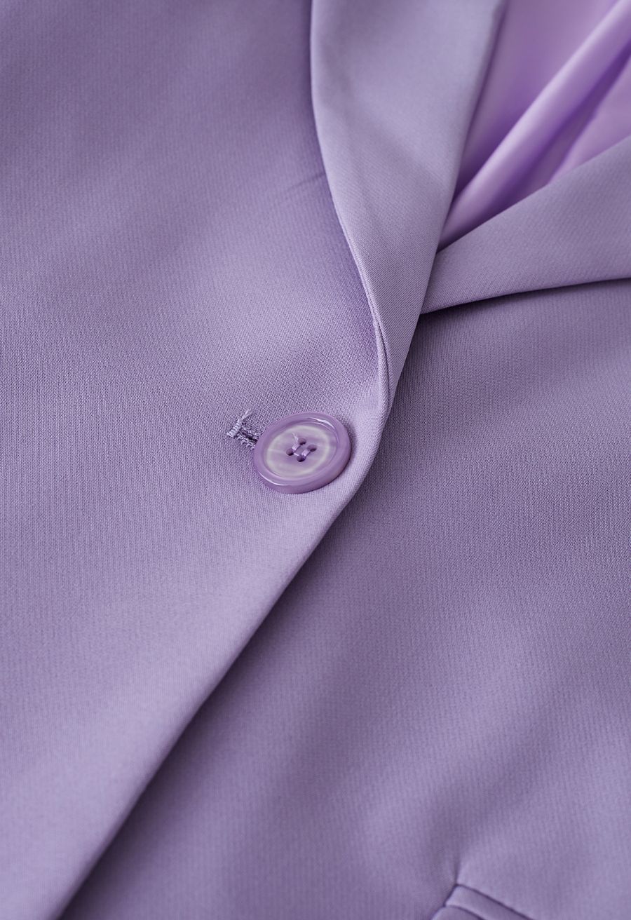 Solid Color Flap Pocket Blazer in Lilac