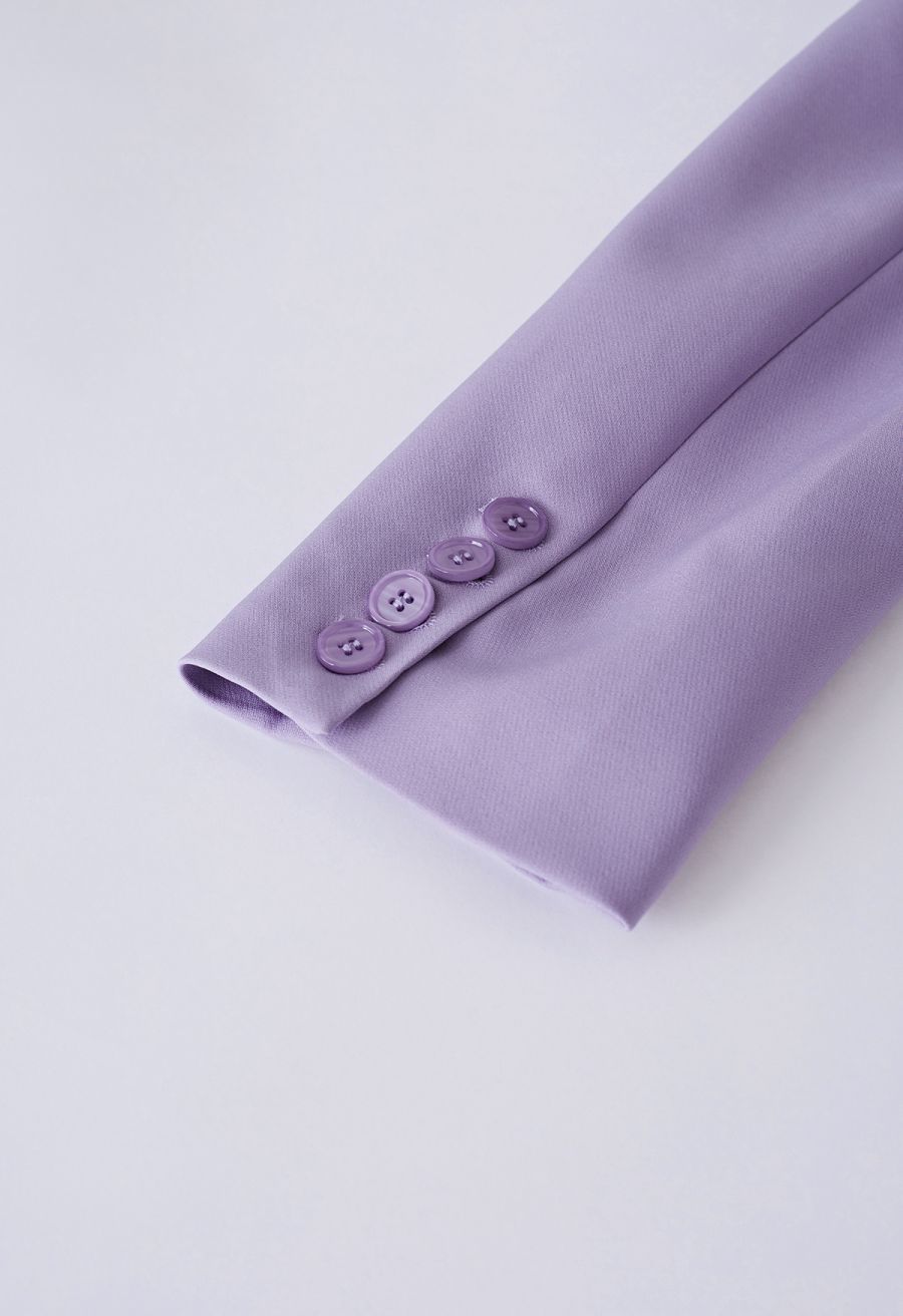 Solid Color Flap Pocket Blazer in Lilac