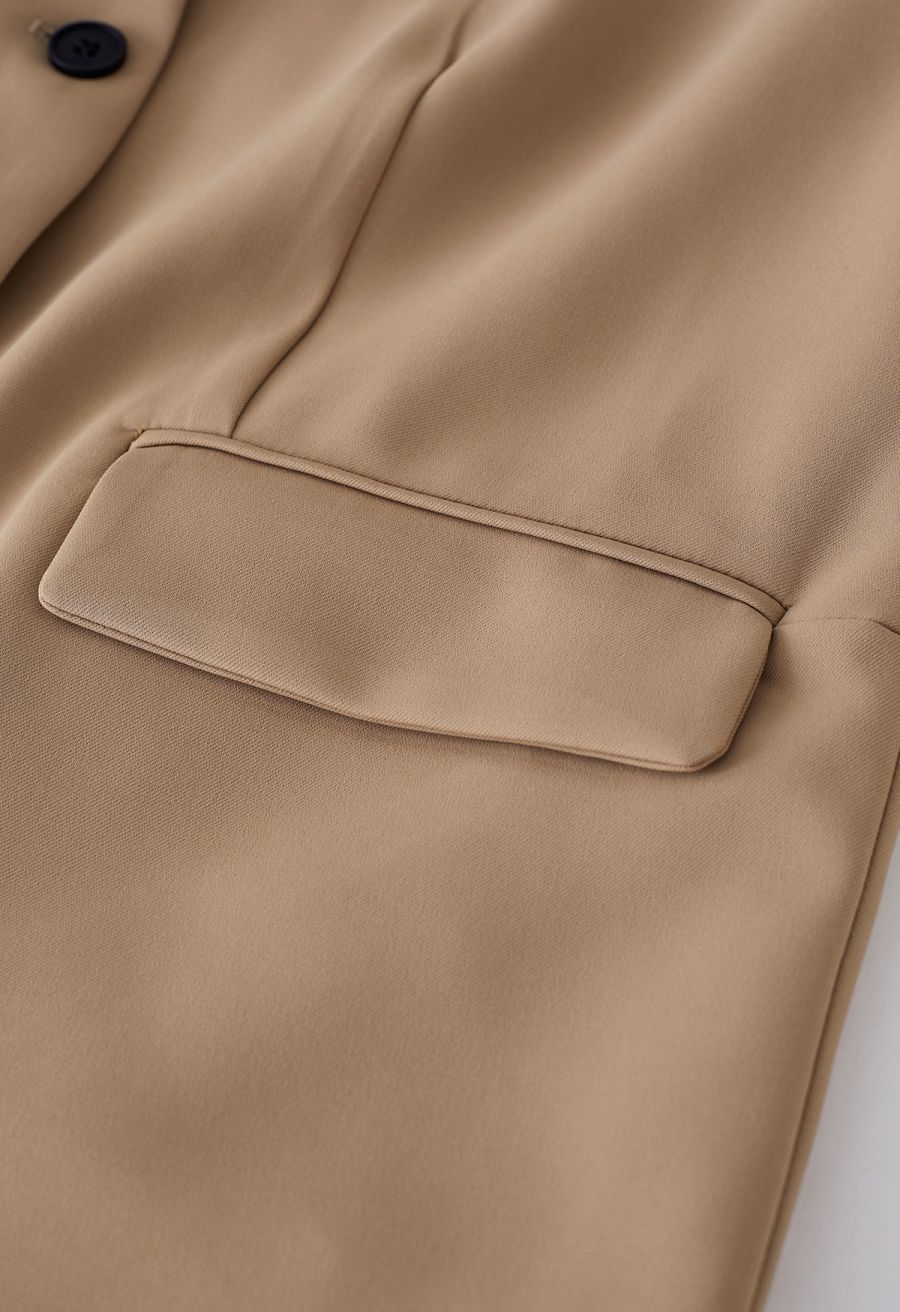 Sleek Fake Two-Piece Blazer in Tan