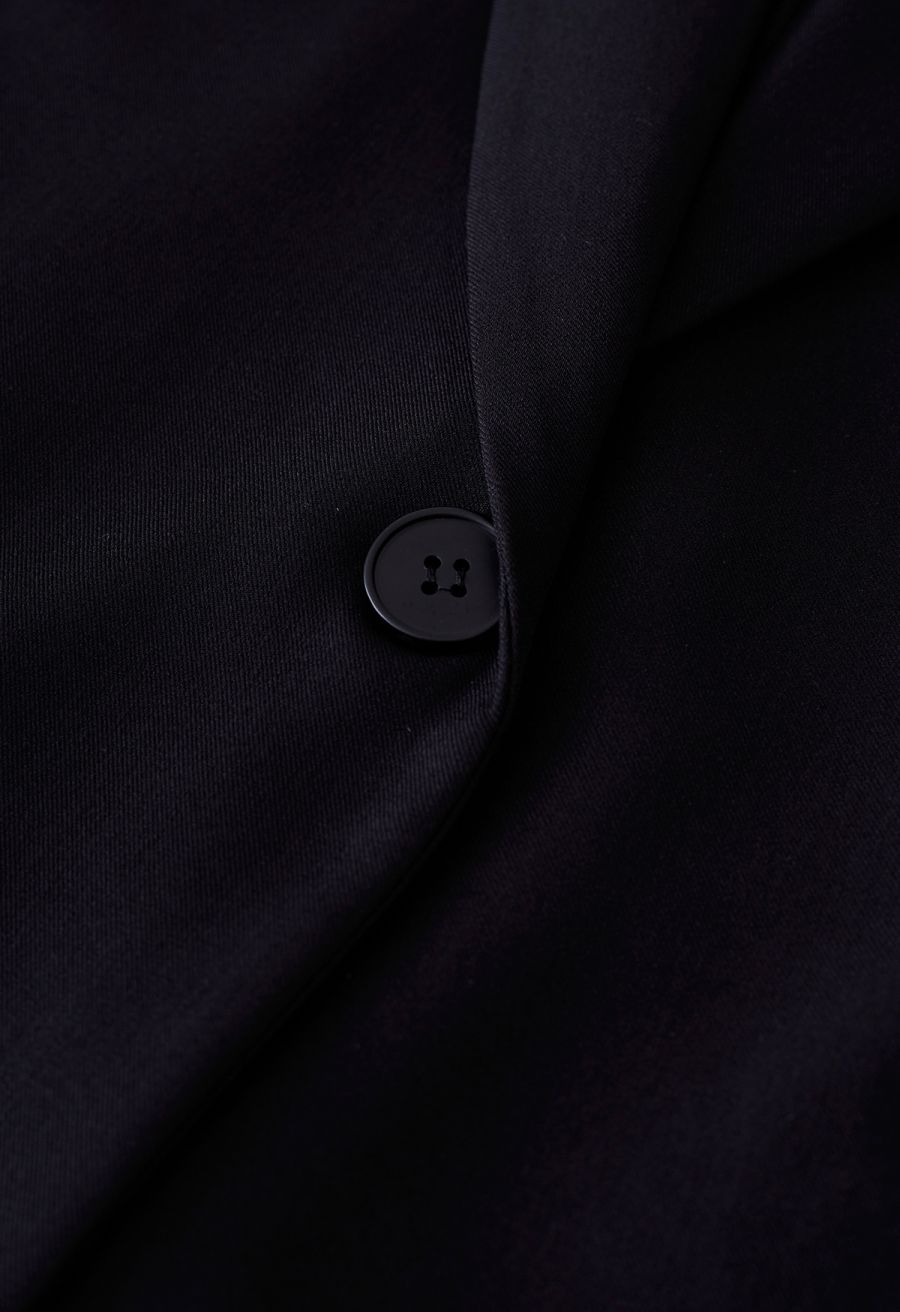 Solid Color Flap Pocket Blazer in Black