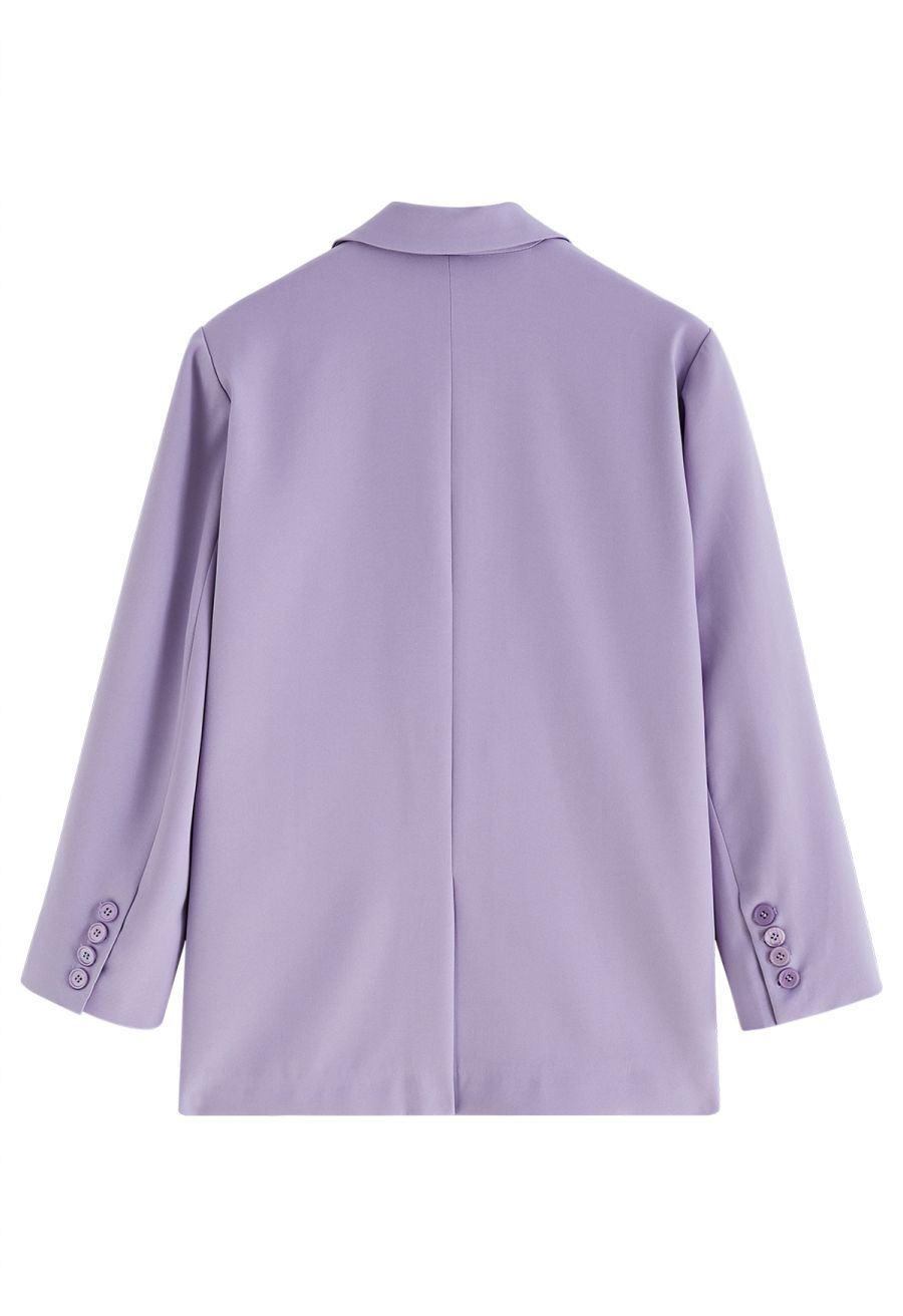 Solid Color Flap Pocket Blazer in Lilac