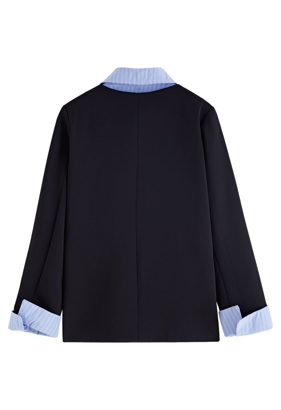 Sleek Fake Two-Piece Blazer in Black