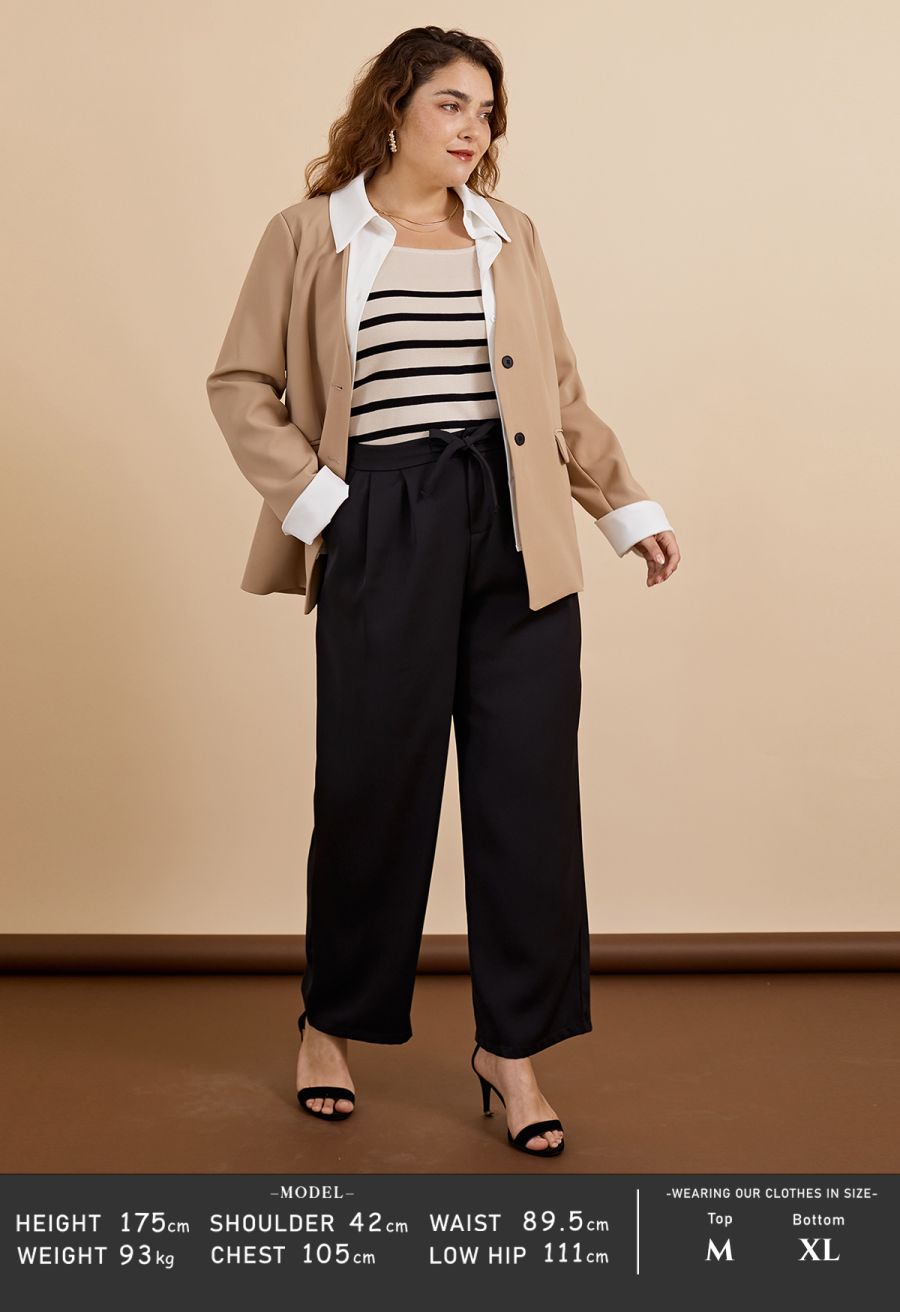 Sleek Fake Two-Piece Blazer in Tan