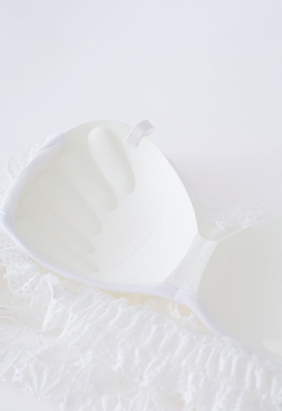Exquisite Floral Crochet Bra Top in White