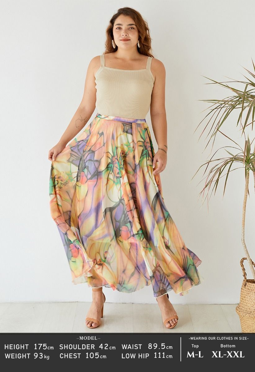 Richly Tinting Watercolor Maxi Skirt