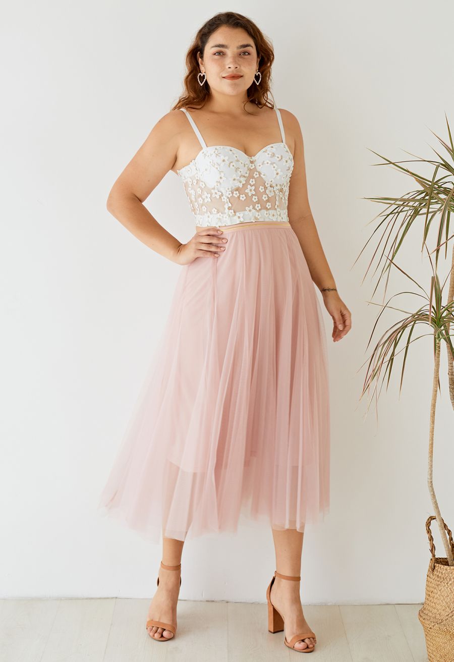 My Secret Garden Tulle Maxi Skirt in Pink