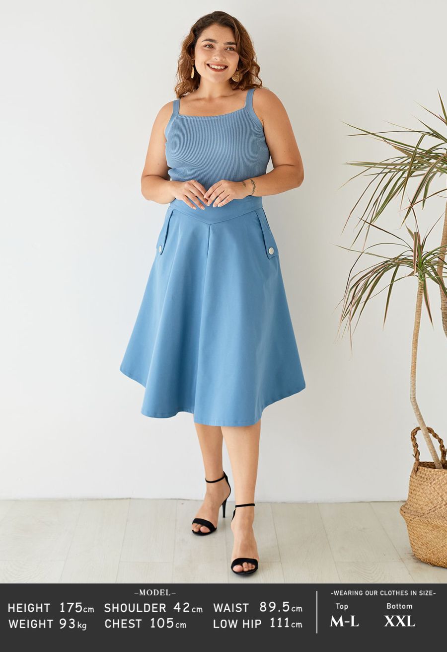 Classic Simplicity A-Line Midi Skirt in Blue Halloween Costumes