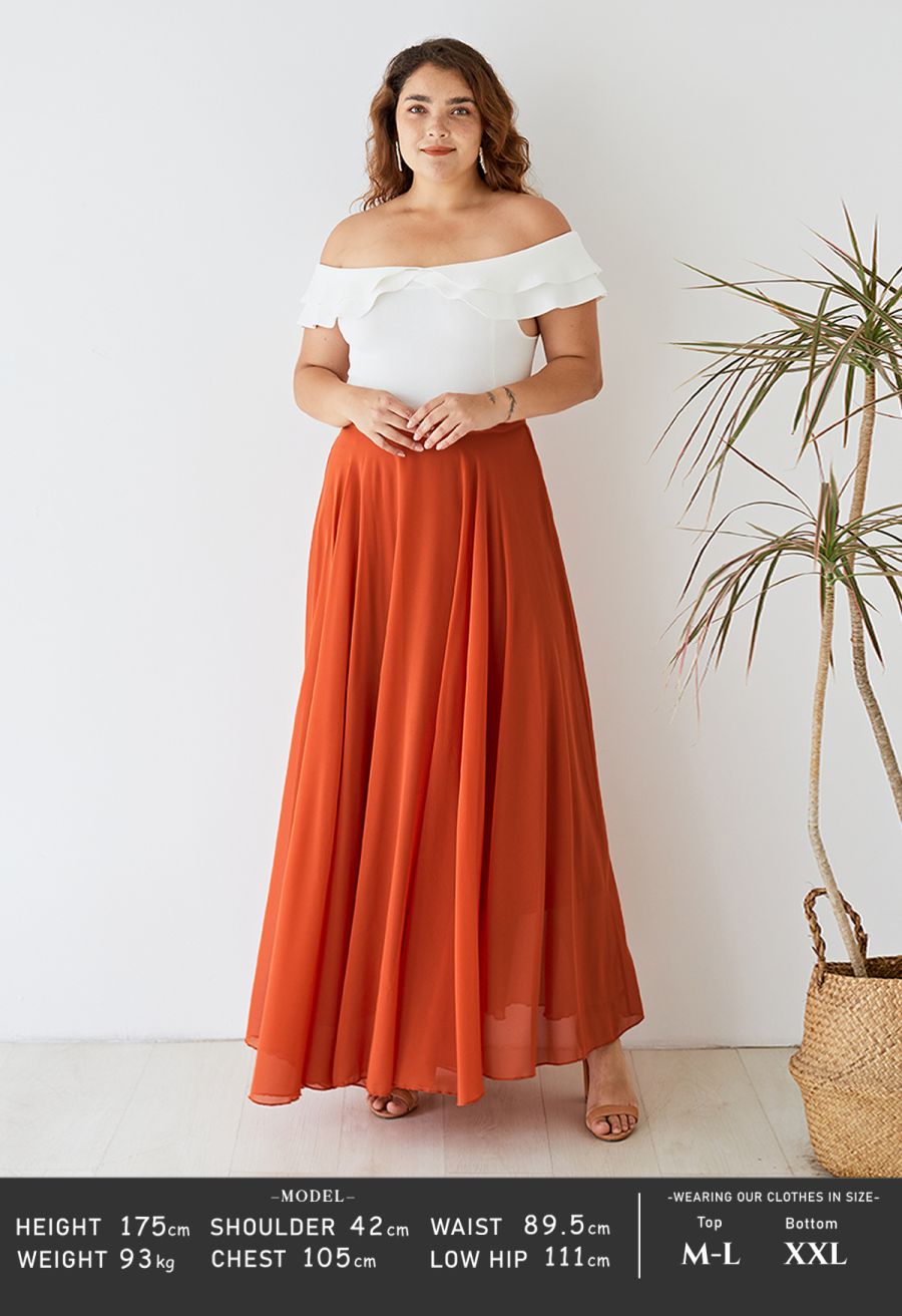 Timeless Favorite Chiffon Maxi Skirt in Orange