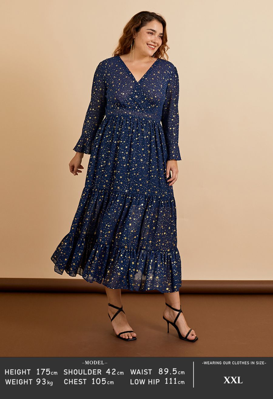 Glory of Love Star Printed Maxi Dress in Navy