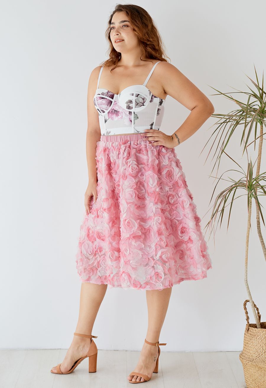 Blooming Flower Bustier Crop Top in White
