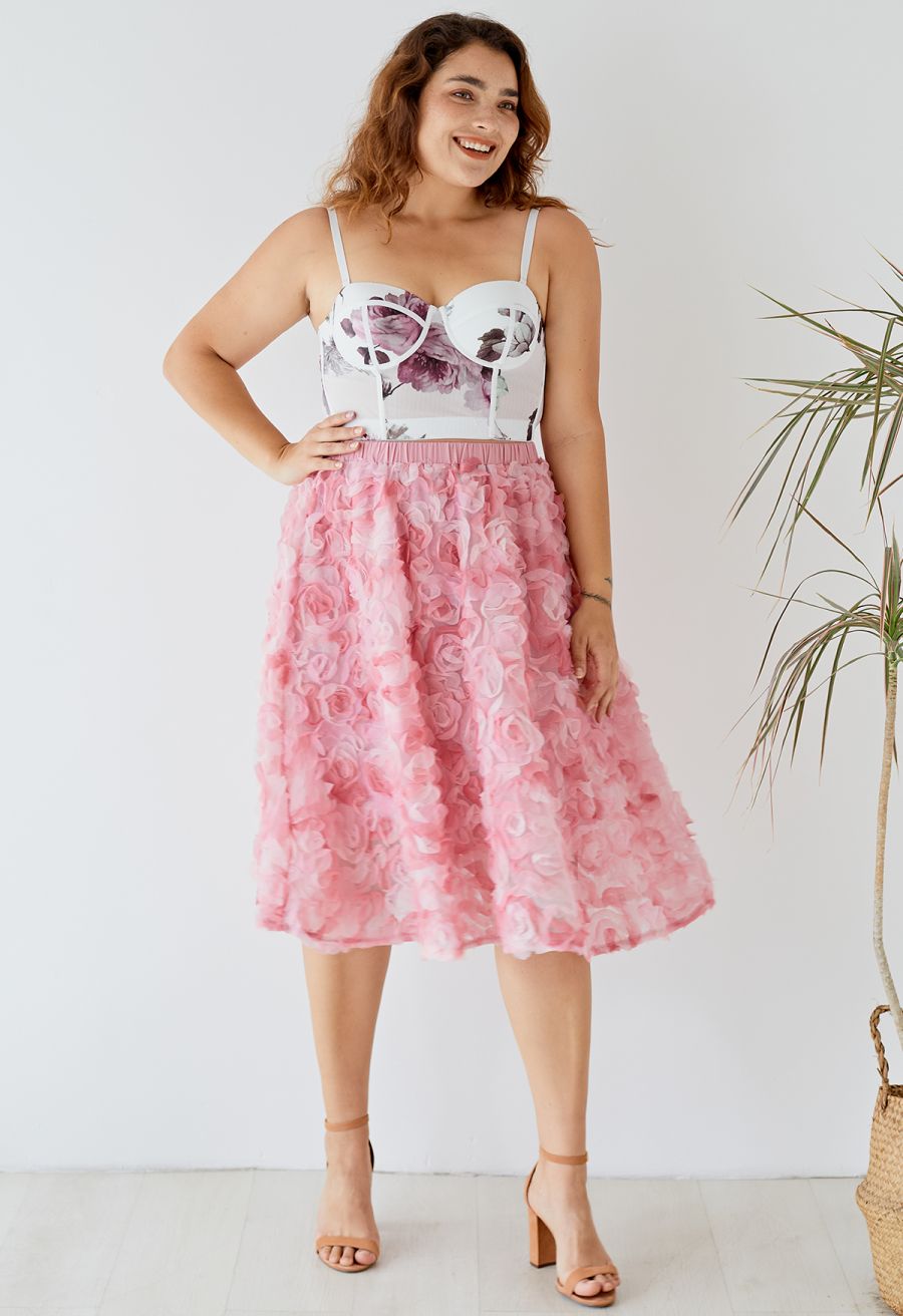 Blooming Flower Bustier Crop Top in White