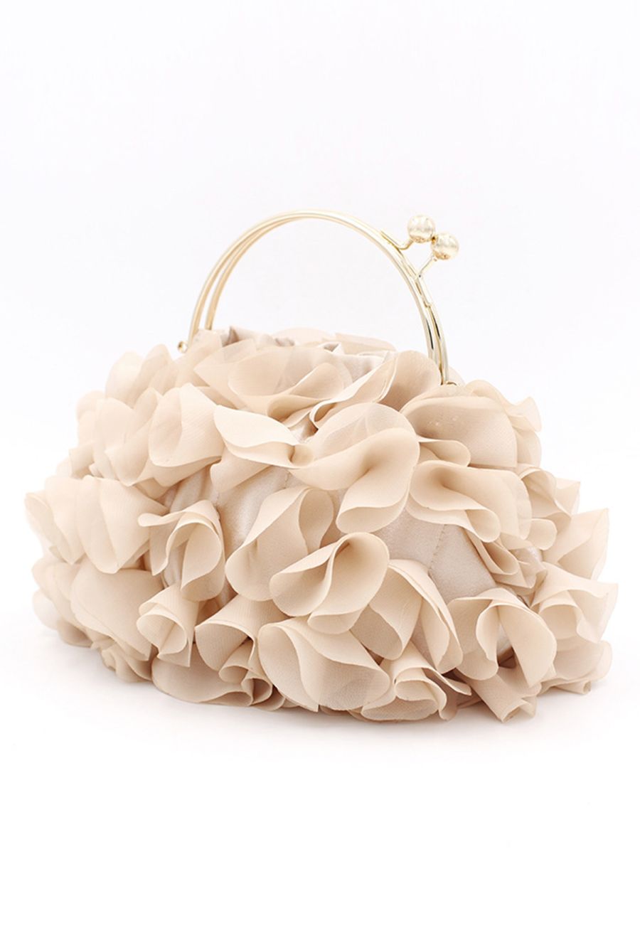 Elegant Creamy 3D Petal Clutch
