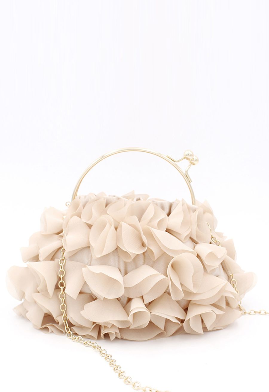 Elegant Creamy 3D Petal Clutch