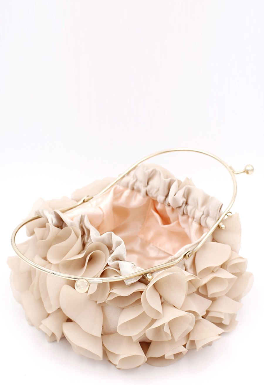 Elegant Creamy 3D Petal Clutch