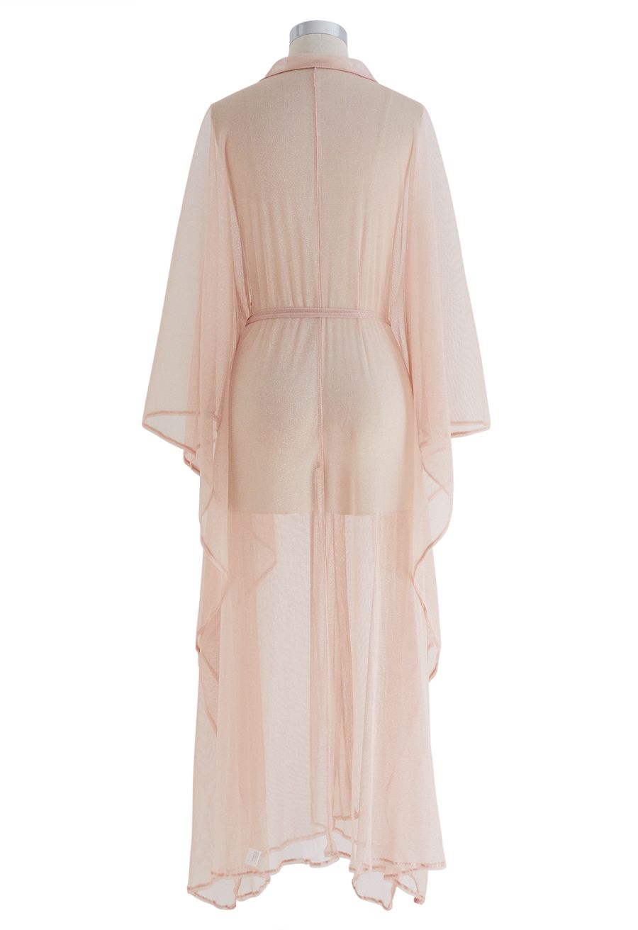 Shimmer Tulle Flare Kimono in Pink