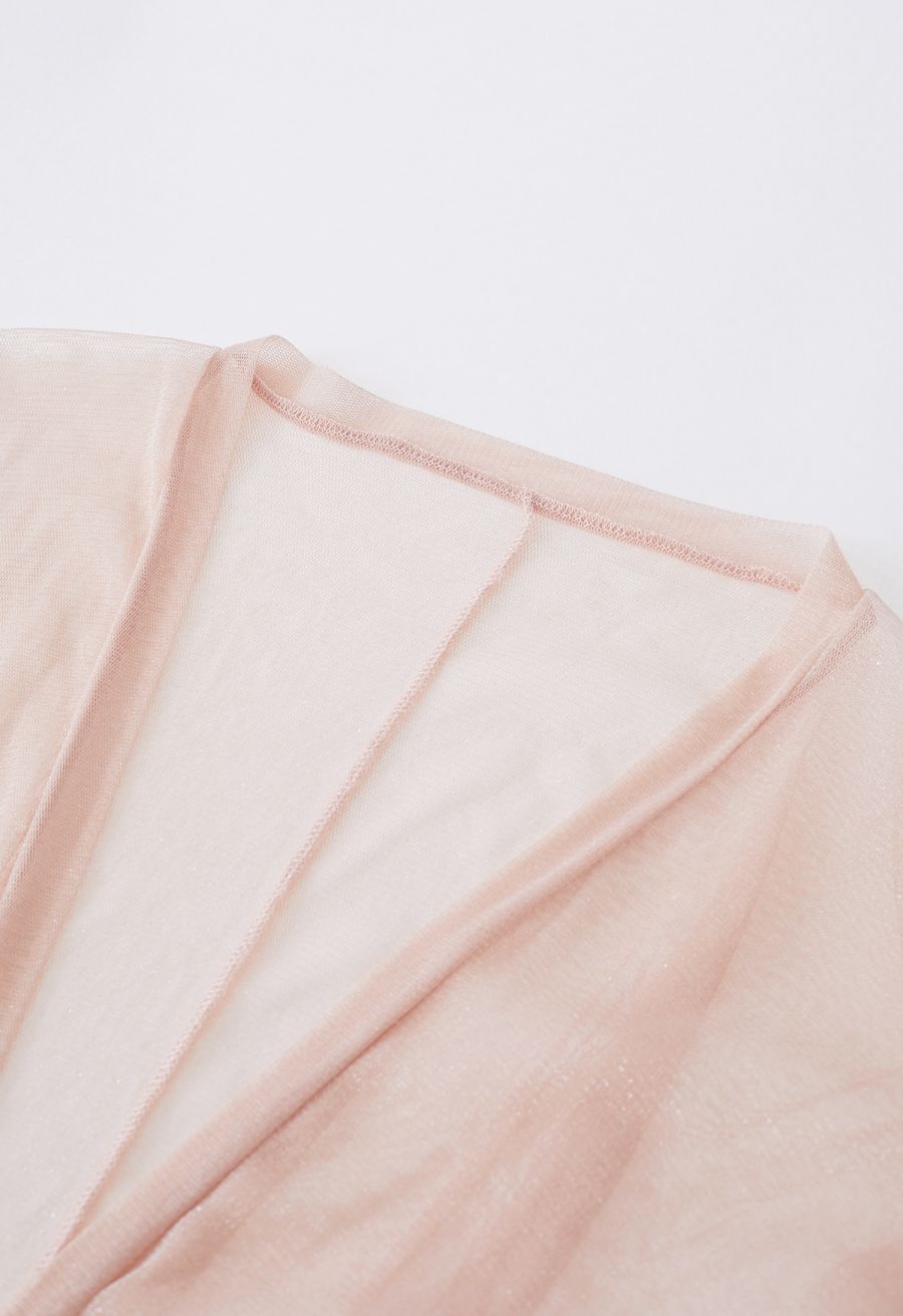 Shimmer Tulle Flare Kimono in Pink