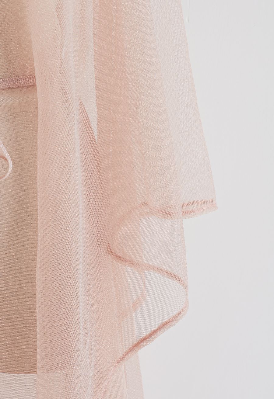 Shimmer Tulle Flare Kimono in Pink