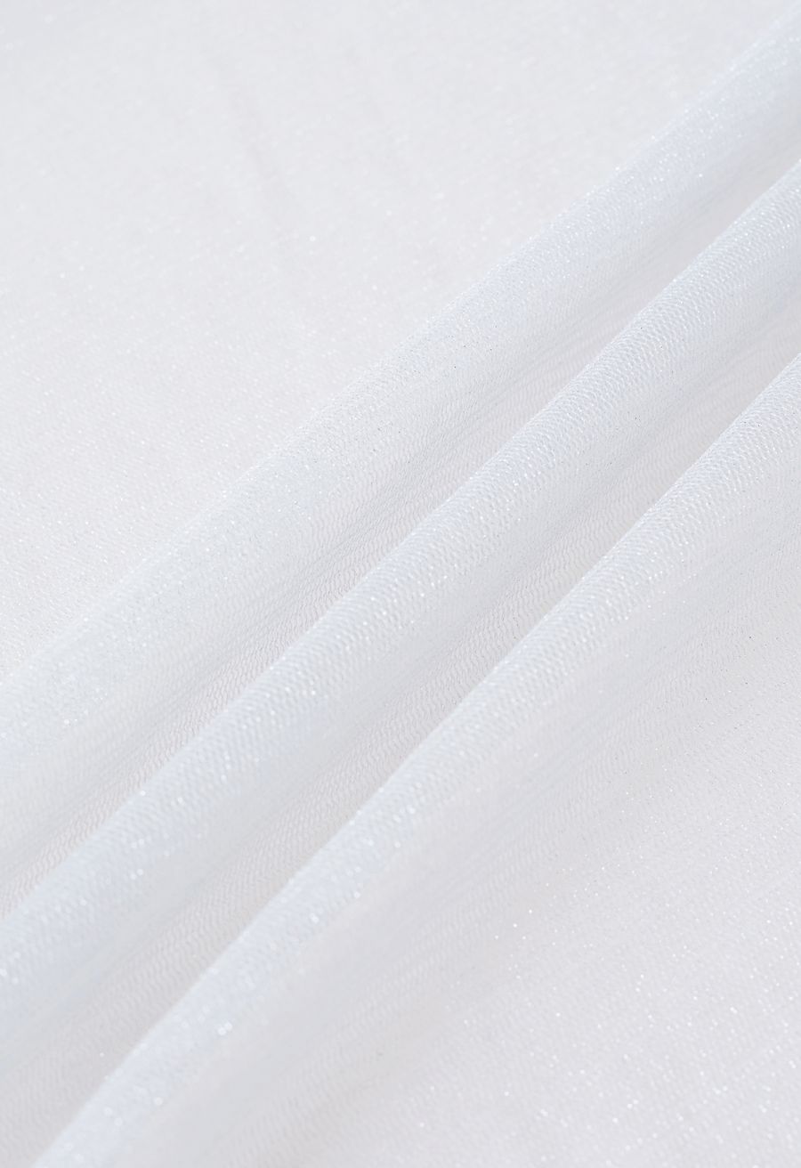 Shimmer Tulle Flare Kimono in White