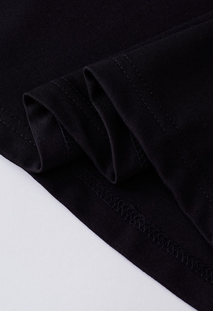 Side Ruched Slit Tank Midi Dress in Black