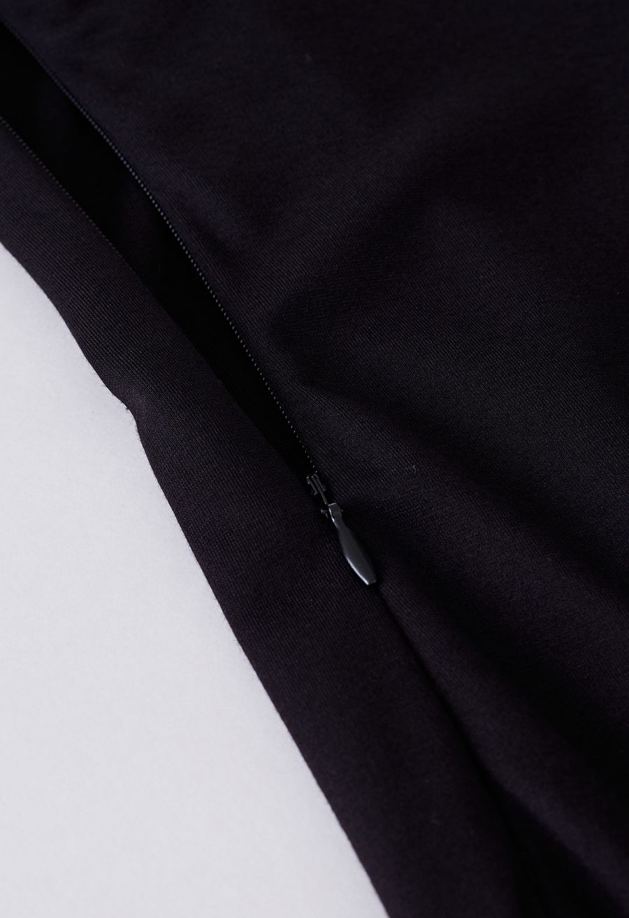Side Ruched Slit Tank Midi Dress in Black