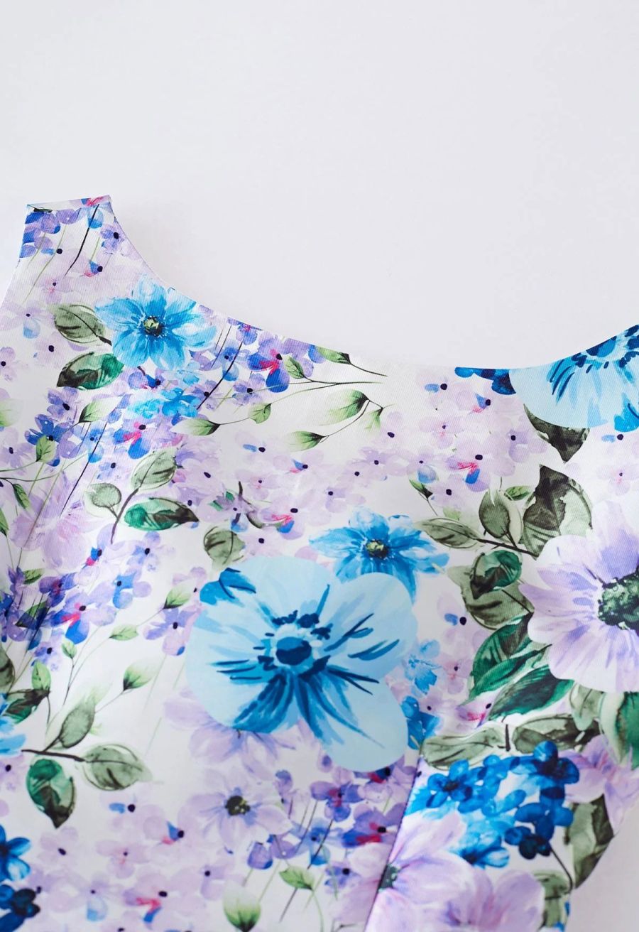 Flowery Scenery Sleeveless Midi Dress